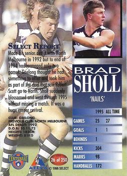 1996 Select AFL #26 Brad Sholl Back